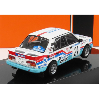 IXO MODELS ŠKODA 130LR N 21 RALLY BOHEMIA 1988 P.SIBERA - P.GROSS - WHITE LIGHT BLUE RED 1/43