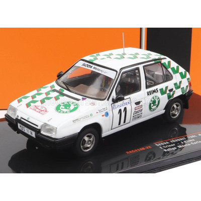 IXO MODELS ŠKODA FAVORIT 136L TEAM ŠKODA MOTORSPORT N 11 RALLY MONTECARLO 1993 E.TRINER - J.KLIMA - WHITE GREEN 1/43