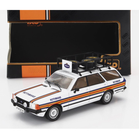IXO MODELS FORD ENGLAND GRANADA MKII TOURER TEAM ROTHMANS RALLY ASSISTANCE 1980 - WHITE BLUE YELLOW 1/43
