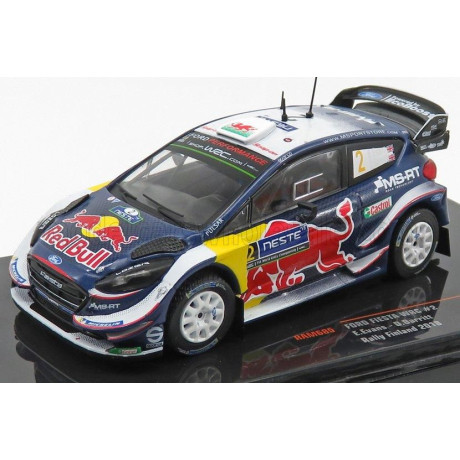 IXO MODELS FORD ENGLAND FIESTA WRC RED BULL N 2 RALLY FINLAND 2018 E.EVANS - D.BARRITT - BLUE WHITE YELLOW RED 1/43