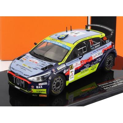 IXO MODELS HYUNDAI i20 R5 N 11 RALLY POLEN 2022 T.KRISTENSSON - A.JOHANSSON - LIGHT BLUE YELLOW RED BLACK 1/43