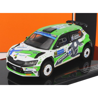 IXO MODELS ŠKODA FABIA RALLY2 EVO N 27 RALLY ESTLAND 2022 E.LINDHOLM - R.HAMALAINEN - GREEN WHITE GREY 1/43