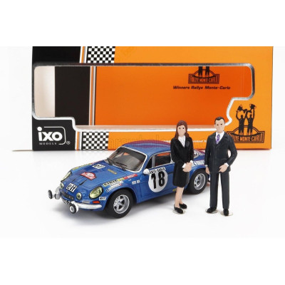 IXO MODELS RENAULT ALPINE A110 1800S N 18 WINNER RALLY MONTECARLO 1973 WITH FIGURE J.C.ANDRUET - M.PETIT - BLUE 1/43
