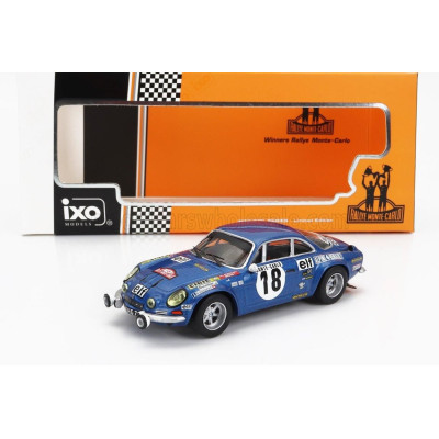 IXO MODELS RENAULT ALPINE A110 1800S N 18 WINNER RALLY MONTECARLO 1973 WITH FIGURE J.C.ANDRUET - M.PETIT - BLUE 1/43