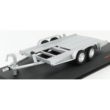 IXO MODELS ACCESSORIES CARRELLO TRASPORTO AUTO - CAR TRANSPORTER TRAILER SILVER WHEELS - CAR NOT INCLUDED - SILVER BLACK 1/43