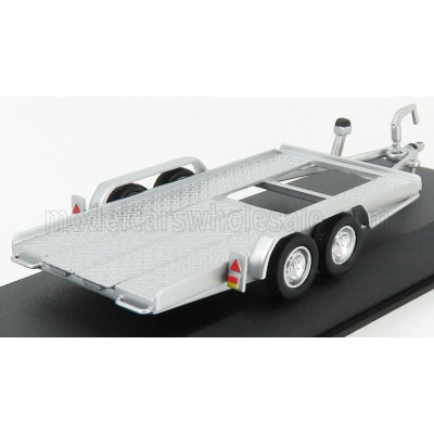 IXO MODELS ACCESSORIES CARRELLO TRASPORTO AUTO - CAR TRANSPORTER TRAILER SILVER WHEELS - CAR NOT INCLUDED - SILVER BLACK 1/43