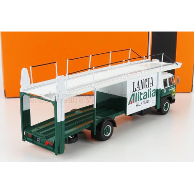 IXO MODELS FIAT 673 TRUCK CAR TRANSPORTER TEAM LANCIA ALITALIA RALLY 1976 - GREEN WHITE 1/43
