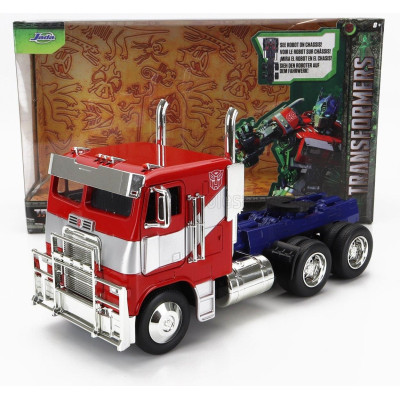 JADA PETERBILT 352 TRACTOR TRUCK 3-ASSI 1979 - OPTIMUS PRIME TRANSFORMERS MOVIE - RED BLUE 1/24