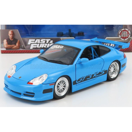JADA PORSCHE 911 996 GT3 RS COUPE 2001 - FAST & FURIOUS - LIGHT BLUE 1/24