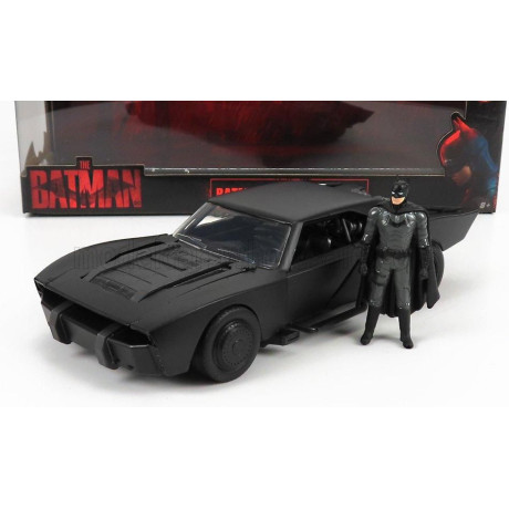 JADA BATMAN BATMOBILE WITH FIGURE 2022 - THE BATMAN MOVIE - MATT BLACK 1/24
