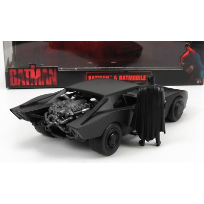 JADA BATMAN BATMOBILE WITH FIGURE 2022 - THE BATMAN MOVIE - MATT BLACK 1/24