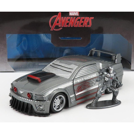 JADA FORD USA MUSTANG COUPE 2006 WITH WAR MACHINE FIGURE - GREY 1/32
