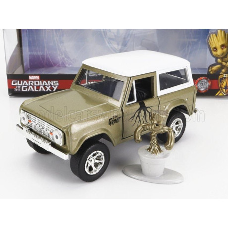 JADA FORD USA BRONCO WITH GROOT FIGURE MARVEL GUARDIANS OF THE GALAXY 1973 - GREEN WHITE 1/32