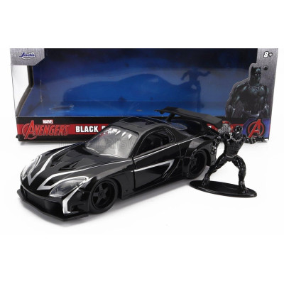 JADA MAZDA RX-7 WITH BLACK PANTHER FIGURE 1995 - BLACK 1/32