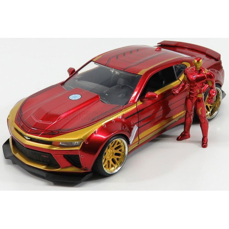 JADA CHEVROLET CAMARO COUPE WITH IRON MAN FIGURE 2016 - RED GOLD 1/24
