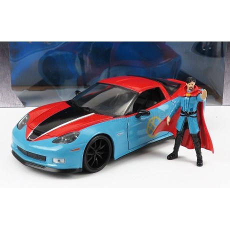 JADA CHEVROLET CORVETTE Z06 2015 WITH DOCTOR STRANGE FIGURE - BLUE RED 1/24