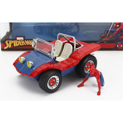 JADA MAYERS MANX BUGGY WITH SPIDERMAN FIGURE MARVEL 1964 - BLUE RED 1/24