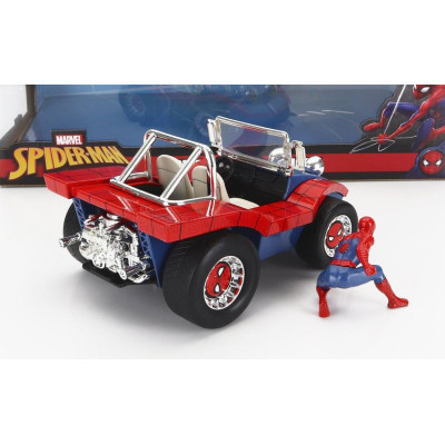 JADA MAYERS MANX BUGGY WITH SPIDERMAN FIGURE MARVEL 1964 - BLUE RED 1/24