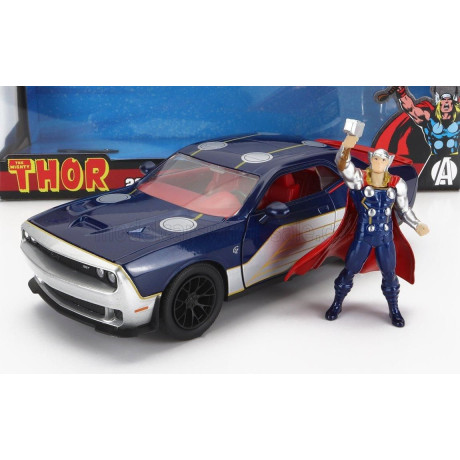 JADA DODGE CHALLENGER SRT8 WITH THOR FIGURE 2015 - BLUE SILVER 1/24