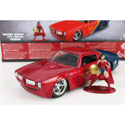 JADA PONTIAC FIREBIRD WITH WONDER WOMAN FIGURE 1972 - RED BLUE 1/32
