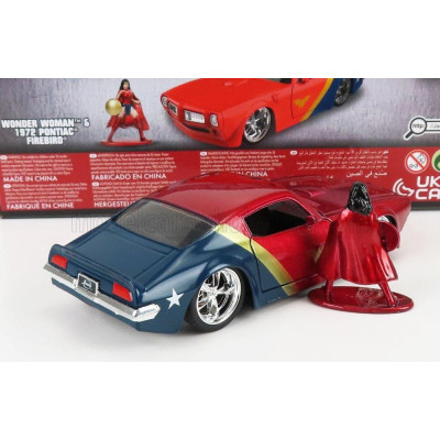 JADA PONTIAC FIREBIRD WITH WONDER WOMAN FIGURE 1972 - RED BLUE 1/32