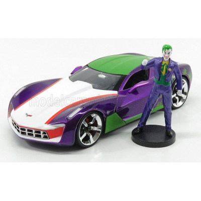 JADA CHEVROLET CORVETTE STINGRAY WITH JOKER FIGURE 2009 - PURPLE GREEN WHITE 1/24