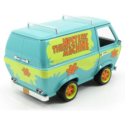 JADA HANNA BARBERA SCOOBY-DOO THE MYSTERY VAN MACHINE WITH SHAGGY AND SCOOBY-DOO FIGURES - LIGHT BLUE YELLOW 1/24