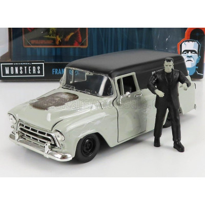 JADA CHEVROLET SUBURBAN WITH FRANKENSTEIN FIGURE 1957 - GREY BLACK 1/24