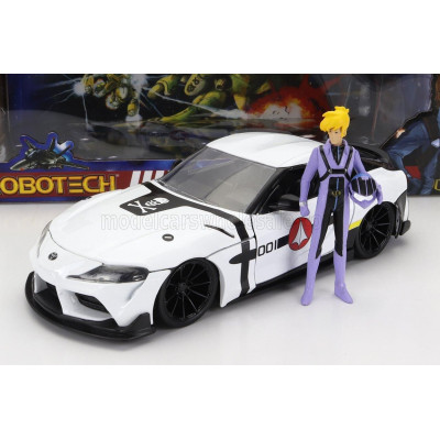JADA TOYOTA SUPRA WITH ROY FOCKER FIGURE ROBOTECH 2020 - WHITE BLACK 1/24