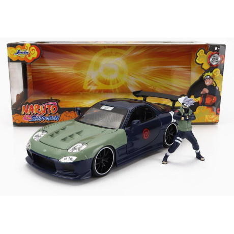 JADA MAZDA RX-7 WITH KAKASHI HATAKE FIGURE 1993 - BLUE GREEN 1/24