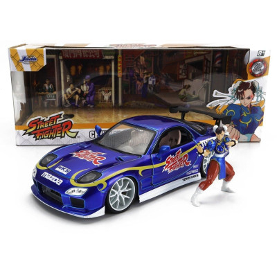 JADA MAZDA RX-7 WITH CHUN-LI FIGURE 1993 - BLUE 1/24