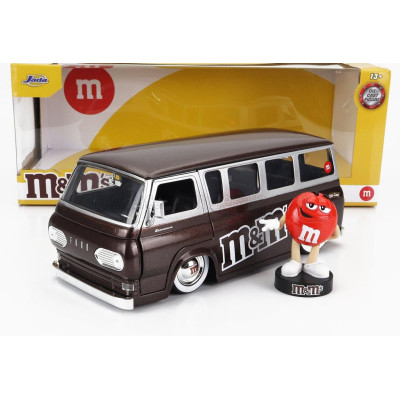 JADA FORD USA ECONOLINE MINIBUS WITH M&M's FIGURE 1965 - BROWN 1/24