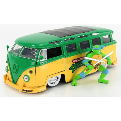 JADA VOLKSWAGEN T1 MINIBUS 1962 - TMNT LEONARDO NINJA TURTLES - TARTARUGHE NINJA - YELLOW GREEN 1/24