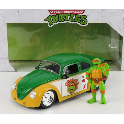 JADA VOLKSWAGEN BEETLE 1962 - MICHELANGELO NINJA TURTLES - TARTARUGHE NINJA - YELLOW GREEN 1/24