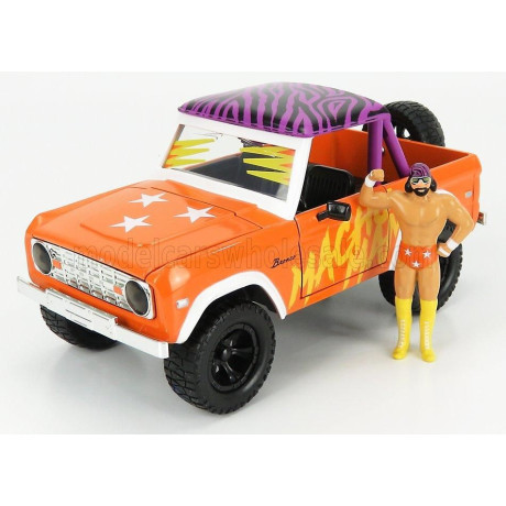 JADA FORD USA BRONCO WITH MACHO MAN RANDY SAVAGE FIGURE 1973 - ORANGE 1/24