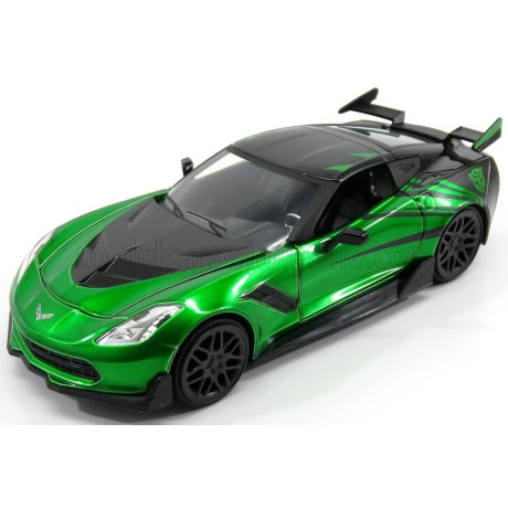 JADA CHEVROLET CORVETTE C7 COUPE STINGRAY 2014 - CROSSHAIRS TRANSFORMERS V L'ULTIMO CAVALIERE - MOVIE 2017 - GREEN MET BLACK 1/2