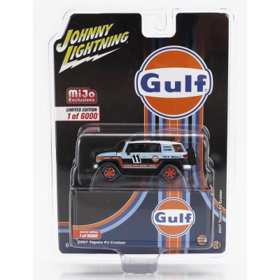 JOHNNY LIGHTNING TOYOTA FJ CRUISER N 11 GULF RACING 2007 - LIGHT BLUE ORANGE 1/64