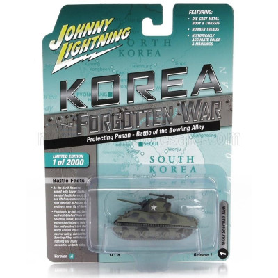 JOHNNY LIGHTNING TANK M4A3 SHERMAN MILITARY KOREA 1944 - MILITARY GREEN 1/64