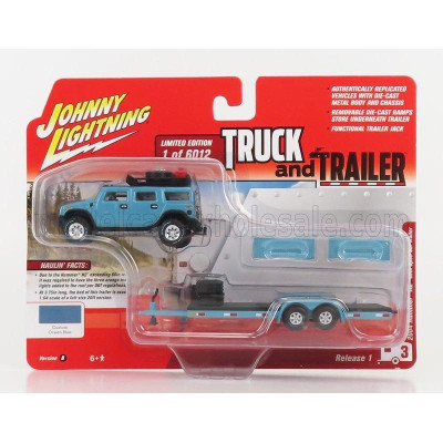 JOHNNY LIGHTNING HUMMER H2 WITH TRAILER 2004 - OCEAN BLUE 1/64