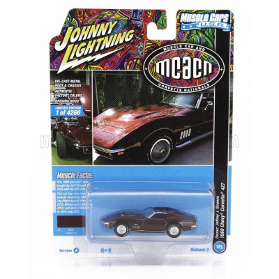 JOHNNY LIGHTNING CHEVROLET CORVETTE 427 COUPE 1969 - BORDEAUX 1/64