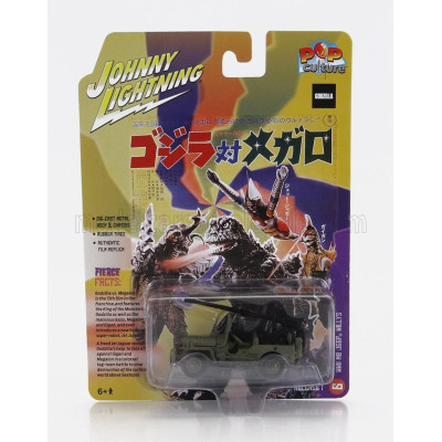 JOHNNY LIGHTNING JEEP WILLYS ARMY GODZILLA vs MEGALON - MILITARY GREEN 1/64