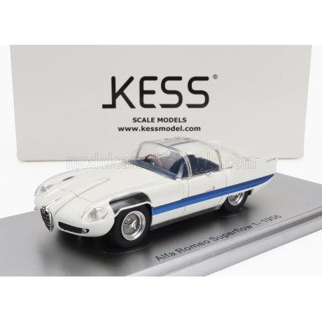 KESS MODEL ALFA ROMEO 6C 3000 SUPERFLOW I PININFARINA 1956 - WHITE BLUE 1/43