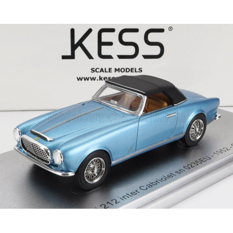KESS MODEL FERRARI 212 INTER sn0235EU CABRIOLET CLOSED 1952 - LIGHT BLUE MET BLACK 1/43
