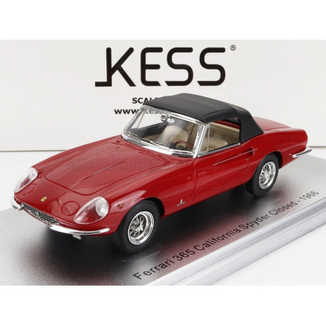 KESS MODEL FERRARI 365 CALIFORNIA SPIDER CLOSED 1966 - RED BLACK 1/43