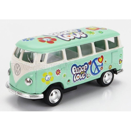 KINSMART VOLKSWAGEN T1 SAMBA MINIBUS FLOWER 1962 - WITHOUT BOX - LIGHT GREEN 1/64