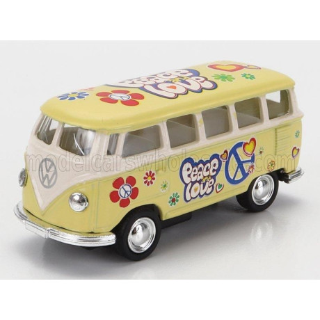 KINSMART VOLKSWAGEN T1 SAMBA MINIBUS FLOWER 1962 - WITHOUT BOX - YELLOW 1/64