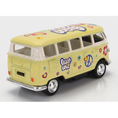 KINSMART VOLKSWAGEN T1 SAMBA MINIBUS FLOWER 1962 - WITHOUT BOX - YELLOW 1/64