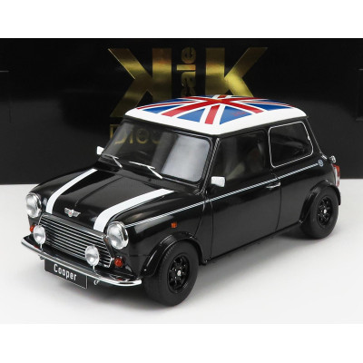 KK SCALE MINI COOPER RHD 1992 WITH UNION JACK - BLACK WHITE 1/12