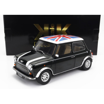 KK SCALE MINI COOPER RHD 1992 WITH UNION JACK - GREEN WHITE 1/12