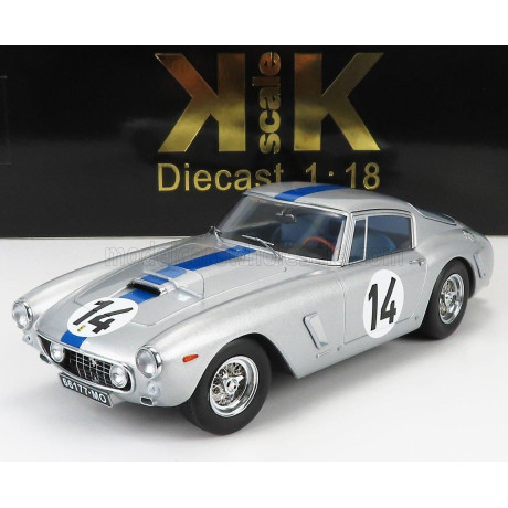 KK SCALE FERRARI 250GT SWB 3.0L V12 TEAM NOBLET N 14 3rd 24h LE MANS 1961 P.NOBLET - J.GUICHET - SILVER BLUE 1/18